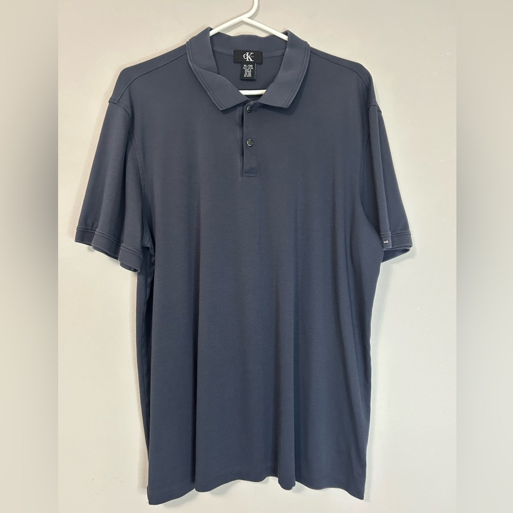 Men’s Calvin Klein Blue Polo Shirt Short Sleeve, Size XL